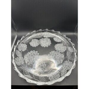 Crystal Clear Studios Chrysanthemum 13 Inch Serving Platter Round Vintage 1990s